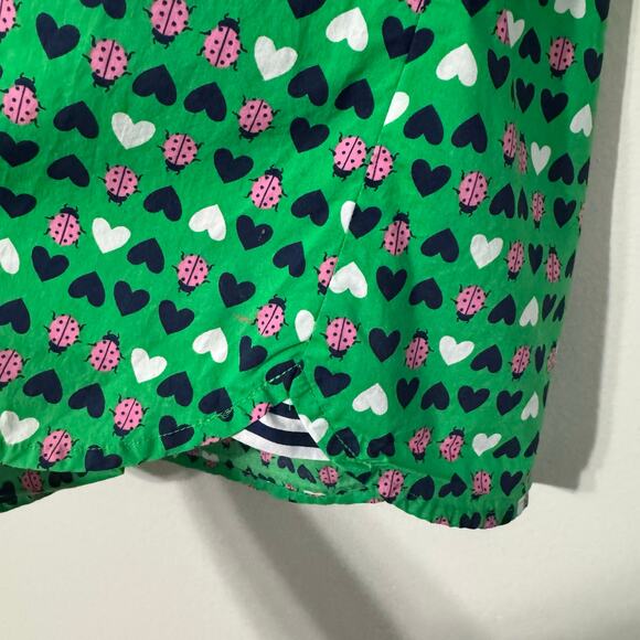 Talbots Top Size P Button Down Green Ladybug Hearts Contrast Cuff Novelty - Picture 8 of 15
